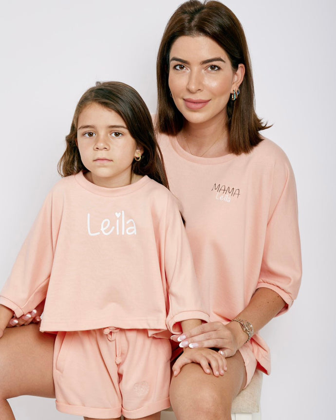 GIRL - MAMA MATCHING FRENCH TERRY SET | PEACH PINK
