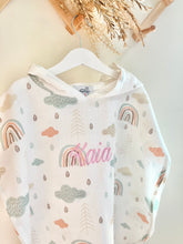 Load image into Gallery viewer, HOODY PONCHO MUSLIN PRINT CLOUD RAINBOW
